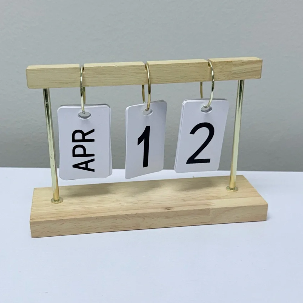 Rubber Wood Desk Flip Calendar in Natural Wood Tone by Threshold